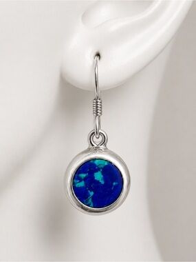 Taxco Mexico Sterling Silver Earrings Azurite Dangle VERY UNUSUAL TL 84